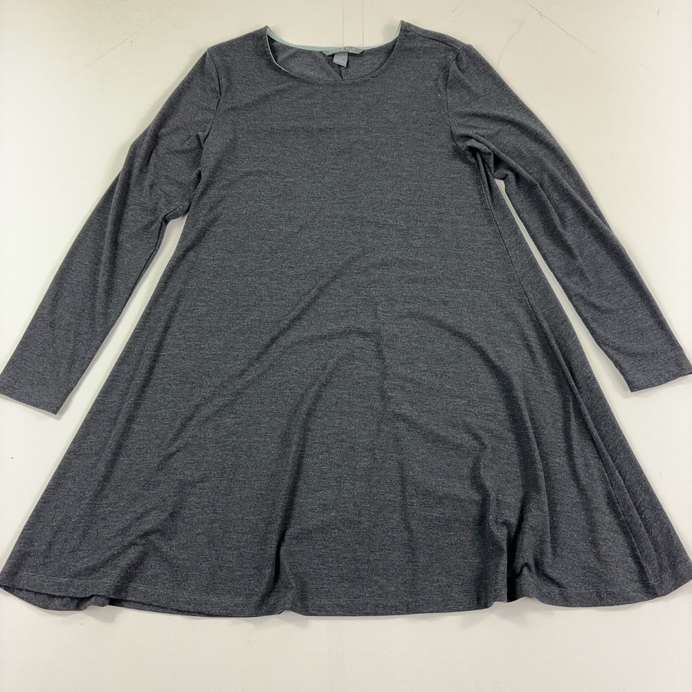 Free Fly Dress Womens Large Gray Long Sleeve Swing Scoop Neck Bamboo Jersey